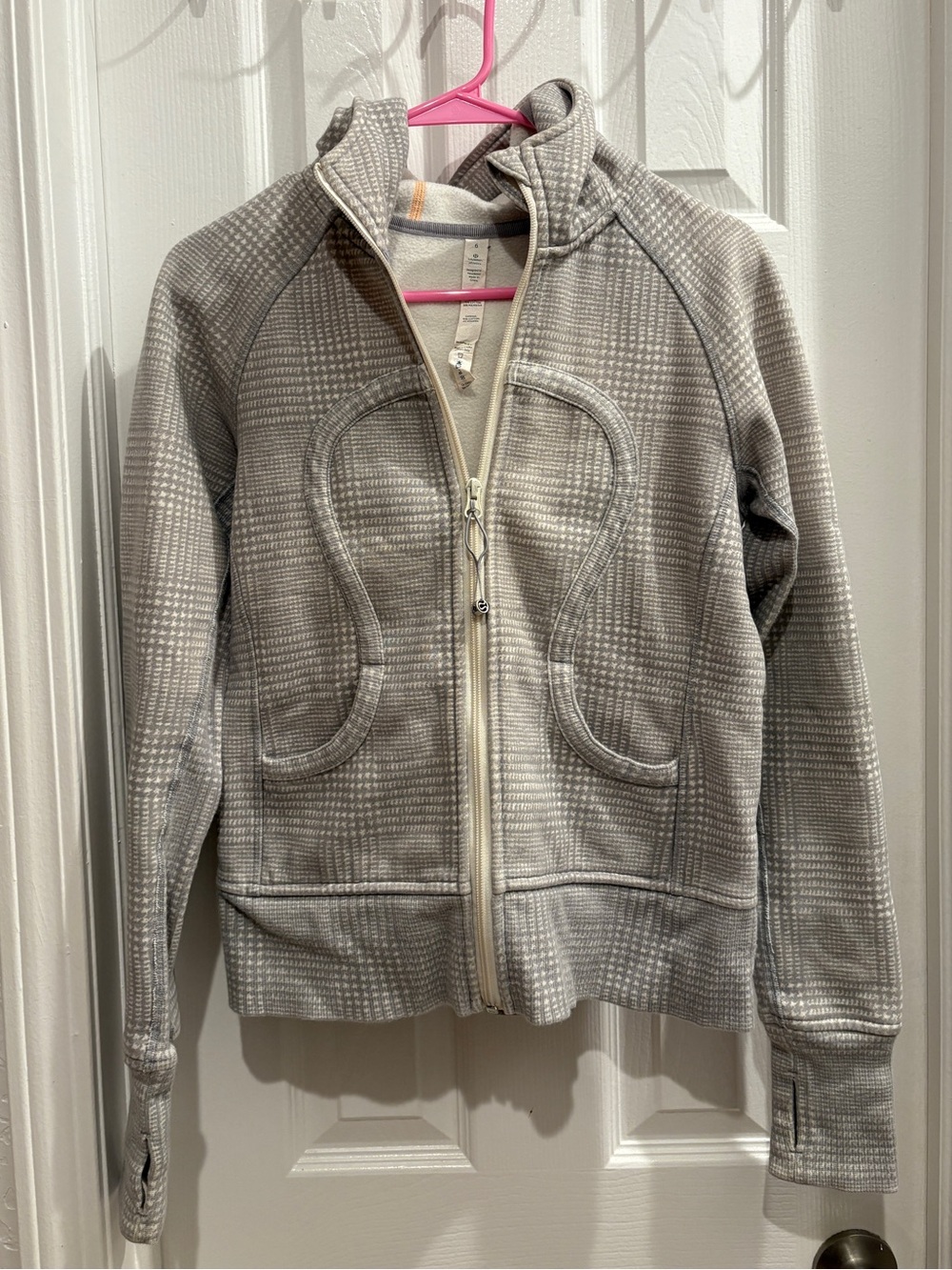 Lululemon Light Grey Patterned Scuba Full Zip-Up Hoodie Jacket 🫧